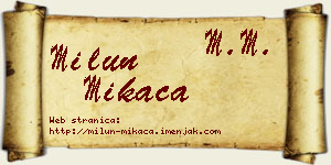 Milun Mikača vizit kartica